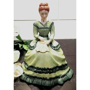 Franklin Porcelain Meg Figurine Little‎ Women Tasha Tudor 1983 Vintage Green